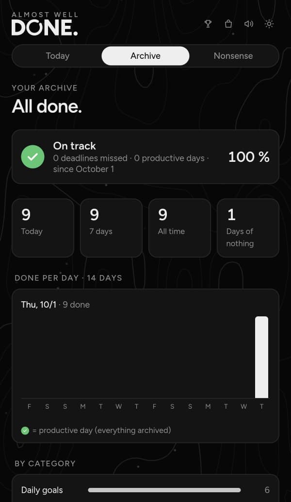 Archive, dark mode